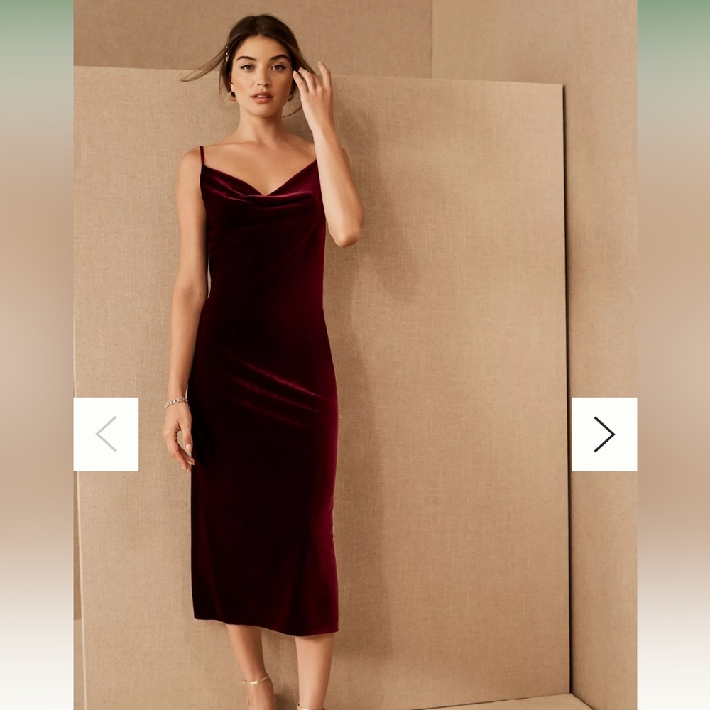 Jenny Yoo Bentley Velvet Dress in Burgundy/Cranberry